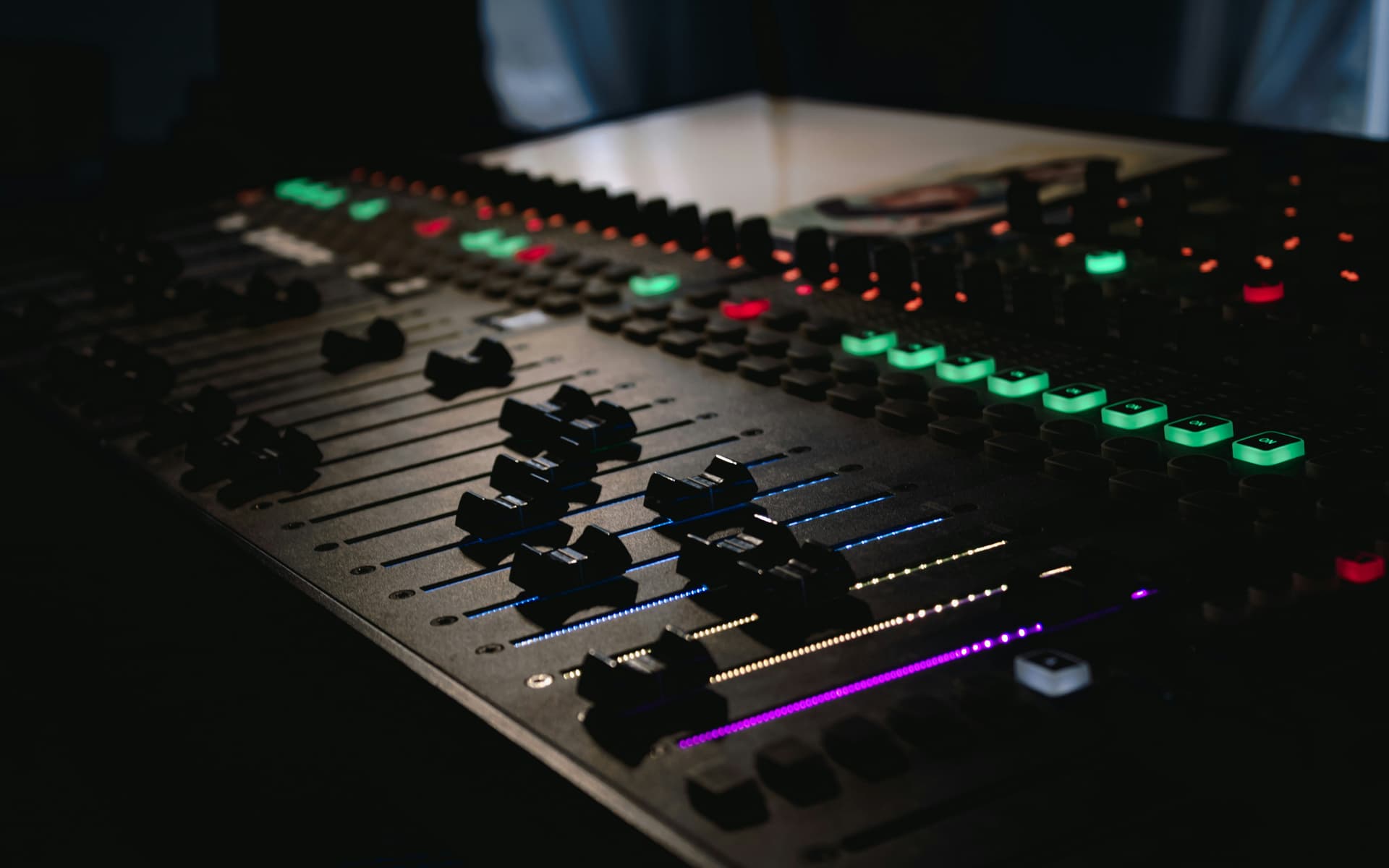 Studio control room with monitors